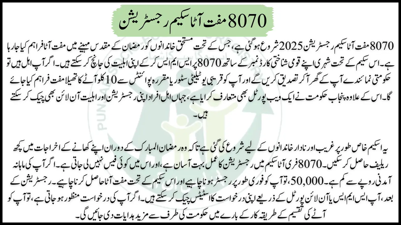 8070 Free Atta Scheme 2025: SMS & Online Registration Guide